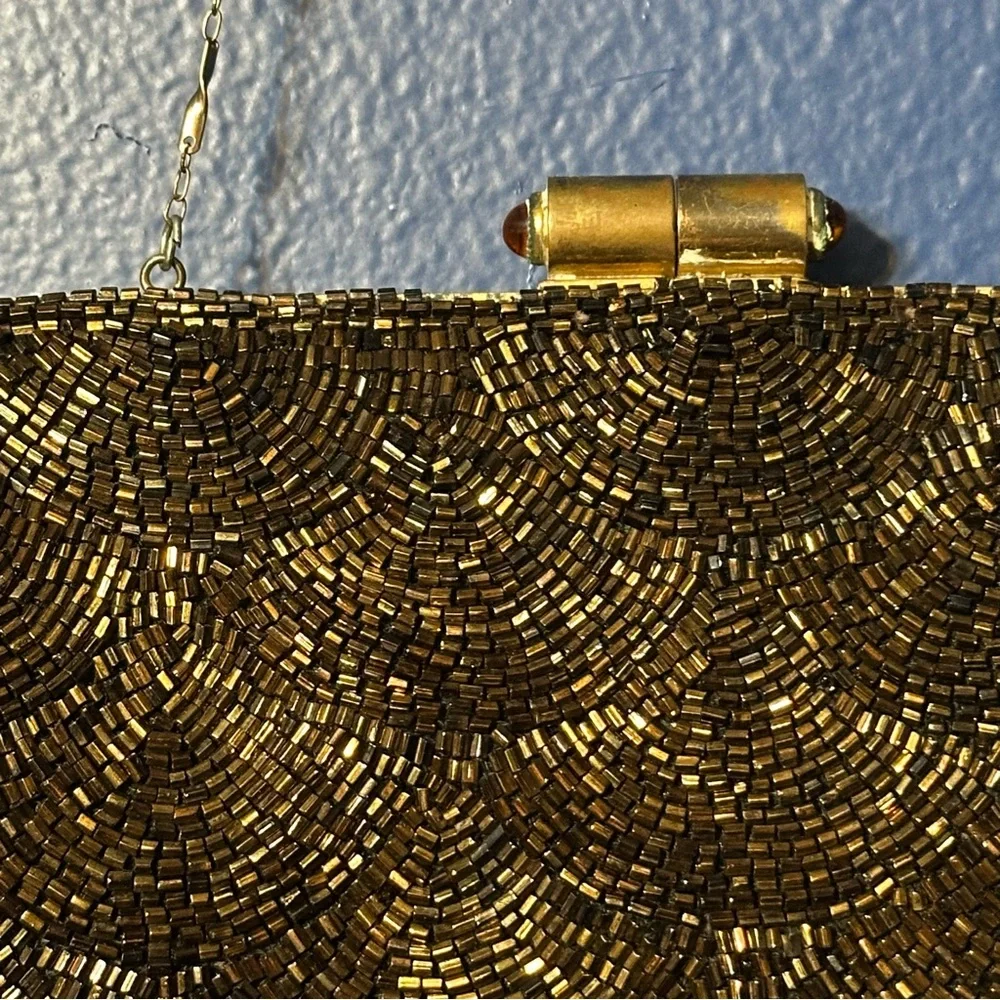 VTG Bags by Josef Collectors Brown HandBeaded Clutch